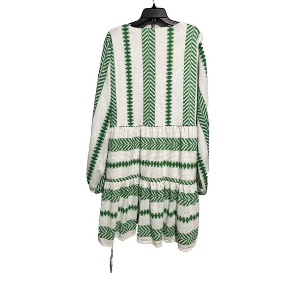CATO NEW GREEN/WHITE CHEVON PRINT SIDE TIE TIERED MINI DRESS PLUS SIZE 22/24 - Picture 3 of 9